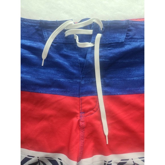 Old Navy California Men's Board Shorts Size 34 Red Navy Blue NEW w/out Tags - Picture 3 of 8